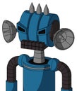 Blue Automaton With Multi-Toroid Head And Keyboard Mouth And Angry Eyes And Three Spiked