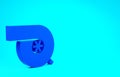 Blue Automotive turbocharger icon isolated on blue background. Vehicle performance turbo. Turbo compressor induction