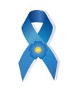 Blue awareness ribbon and flower forget-me