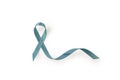 Blue awareness ribbon isolated on white background