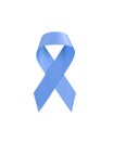 Blue awareness ribbon isolated on white background