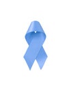 Blue awareness ribbon isolated on white background