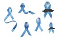 Blue awareness ribbons set