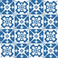 Blue Azulejo square pattern portuguese tiles for wall decor