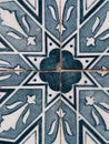 Blue azulejos, old tiles in the Old Town of Lisbon, Portugal Royalty Free Stock Photo