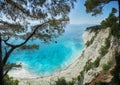 Blue azure sea against a background of white sheer cliffs. Seascape of coastline, beautiful nature, landscape. Tourism travel