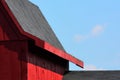 Roof lines on an old red Barn in Hollis NH Royalty Free Stock Photo