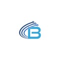 Blue B letter data tech logo concept