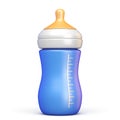 Blue baby bottle 3D Royalty Free Stock Photo