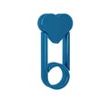 Blue Baby clothes pin icon isolated on transparent background. Classic closed steel safety pin.