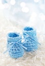 Blue baby crochet shoes