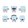 Blue baby diapers cartoon character are playing games with various cute emoticons