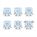 Blue baby diapers cartoon character with various angry expressions