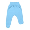 Blue baby footed pants. child footie trousers isolated on white background Royalty Free Stock Photo