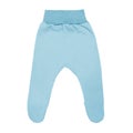 Blue baby footed pants. child footie trousers isolated on white background Royalty Free Stock Photo