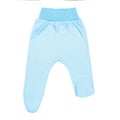 Blue baby footed pants. child footie trousers isolated on white background Royalty Free Stock Photo