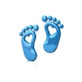 Blue baby footprints with hearts Royalty Free Stock Photo