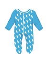 Blue baby onesie with white polka dots, isolated infant bodysuit. Cute newborn clothing vector illustration