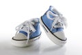 Blue baby shoes with reflection Royalty Free Stock Photo