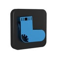 Blue Baby socks clothes icon isolated on transparent background. Black square button.
