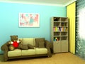 Blue babyroom (childroom) Royalty Free Stock Photo