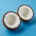 Blue backdrop highlights the coconuts emphasizing their tropical Royalty Free Stock Photo