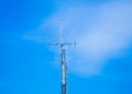 Blue background, antenna, transmitter Royalty Free Stock Photo