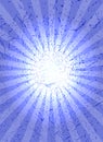 Blue background with center rays, grunge texture.