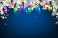 Blue background with Christmas garland. Royalty Free Stock Photo