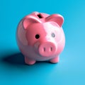 Blue background contrast Pink piggy bank, simple and vibrant