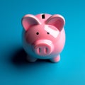 Blue background contrast Pink piggy bank, simple and vibrant