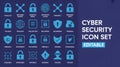 Blue Background Features a Cyber Security Icon Set. Royalty Free Stock Photo