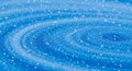 Blue background featuring numerous small, white dots and snowflake shapes creating a swirling Royalty Free Stock Photo