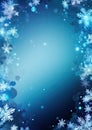 Card border: Blue Background With Snowflakes and Bubbles Royalty Free Stock Photo