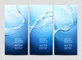 blue background with flows and drops of crystal clear water Royalty Free Stock Photo