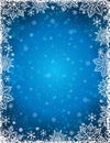 Blue background with frame of snowflakes and stars, vector Royalty Free Stock Photo