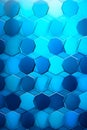 Blue background with hexagonal shapes in the center. Generative AI Royalty Free Stock Photo