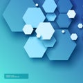 Blue background with hexagonal shapes in 3d style