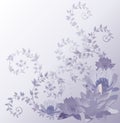 Blue background with lily and lotus flowers