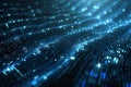 Blue Background With Lines and Dots, Abstract visualization of a deep learning neural network made up of binary code, AI Generated Royalty Free Stock Photo