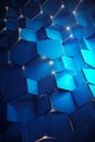 Blue background with many cubes of different sizes and colors. Generative AI Royalty Free Stock Photo