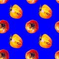 Blue background persimmon. Can be used for printing on fabric, clothing, mugs, postcard. Hand drawn