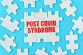 On a blue background are puzzles with the inscription - Post covid syndrome