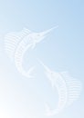 Blue background with sailfishes Royalty Free Stock Photo