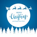 Blue Background with Santa and Merry Christmas Royalty Free Stock Photo