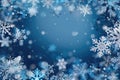 A blue background with snowflakes falling on it Royalty Free Stock Photo