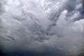 Blue background of blue storm clouds summer thunderstorms mammatus Vymeobraznye clouds Royalty Free Stock Photo