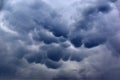 Blue background of blue storm clouds summer thunderstorms mammatus Vymeobraznye clouds Royalty Free Stock Photo