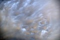 Blue background of blue storm clouds summer thunderstorms mammatus Vymeobraznye clouds Royalty Free Stock Photo
