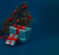 christmas tree with gift boxes Royalty Free Stock Photo